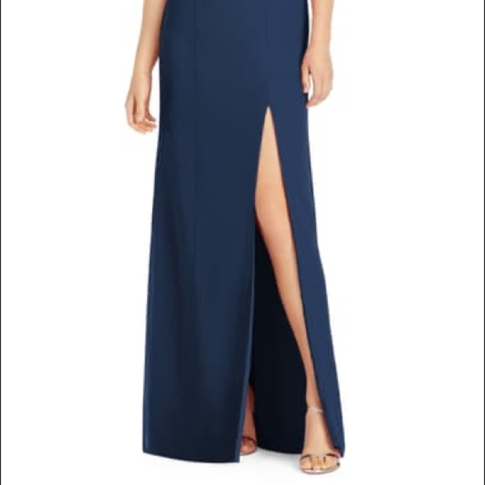 AFTER SIX Midnight Ruffle Sleeve V Neck Mermaid Dress with Slit - Picture 4 of 11